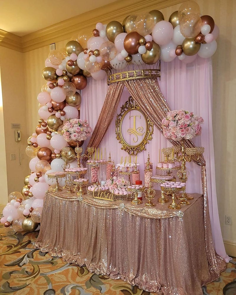 QueenDream Peach Curtain Backdrop 5ft x 10ft Chiffon Sheer Backdrop Curtain Wedding Drape - Image 3